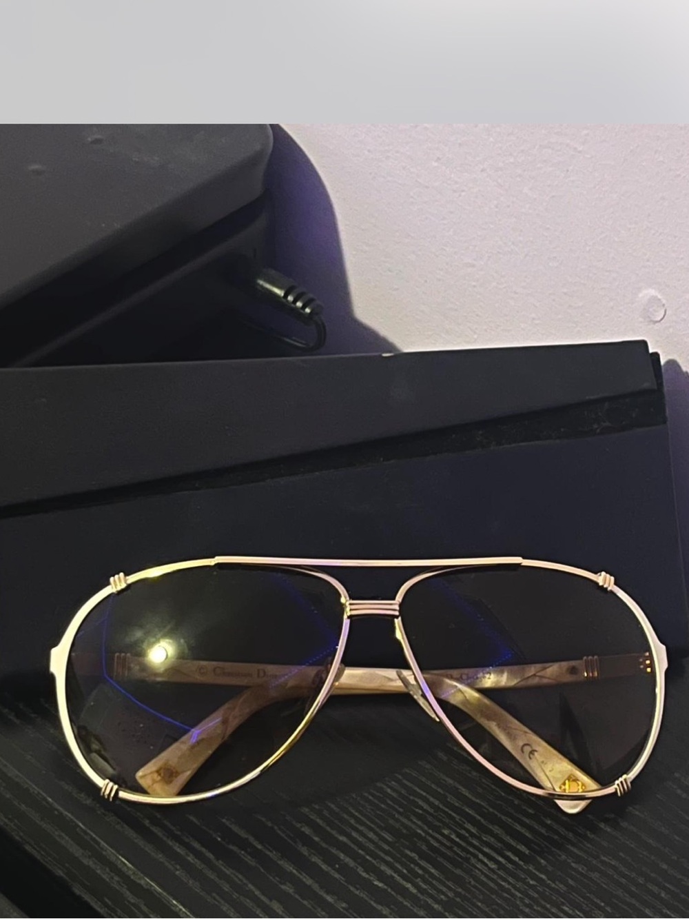 Dior Gold Frame Aviator Sunglasses